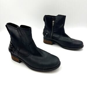 Ugg Australia Orion Biker Boots Black Leather Booties